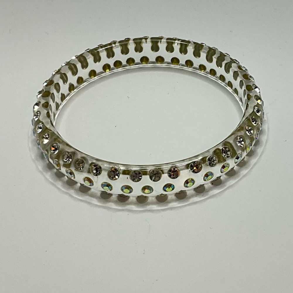 Vintage AB Rhinestone Lucite Bangles